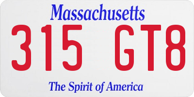 MA license plate 315GT8