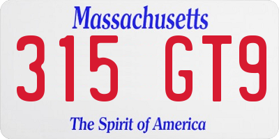 MA license plate 315GT9