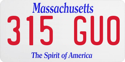 MA license plate 315GU0