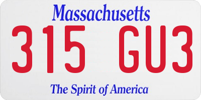 MA license plate 315GU3