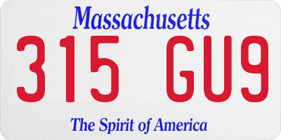 MA license plate 315GU9