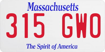 MA license plate 315GW0