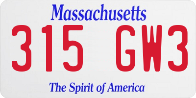 MA license plate 315GW3