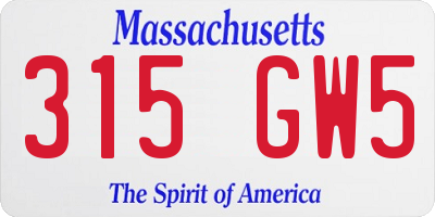 MA license plate 315GW5