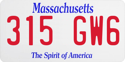 MA license plate 315GW6
