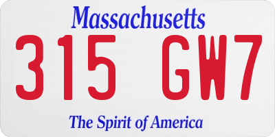 MA license plate 315GW7