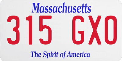 MA license plate 315GX0