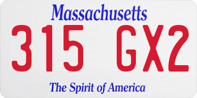 MA license plate 315GX2