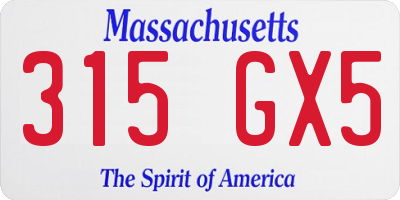 MA license plate 315GX5