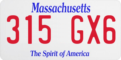 MA license plate 315GX6