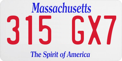 MA license plate 315GX7