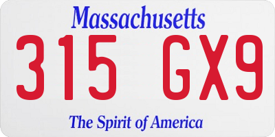 MA license plate 315GX9