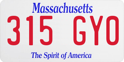 MA license plate 315GY0