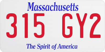 MA license plate 315GY2