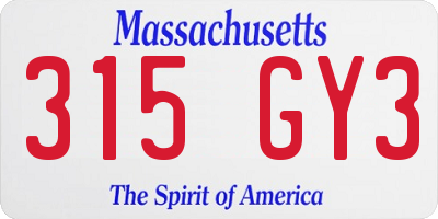 MA license plate 315GY3