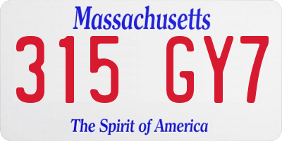 MA license plate 315GY7