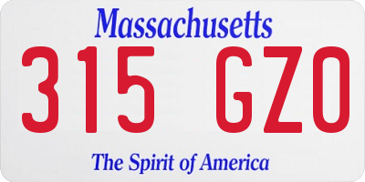 MA license plate 315GZ0
