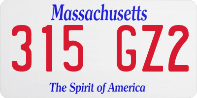 MA license plate 315GZ2