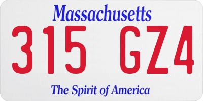 MA license plate 315GZ4