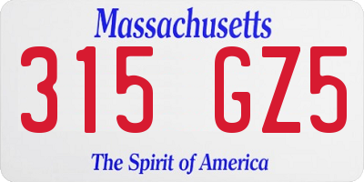 MA license plate 315GZ5