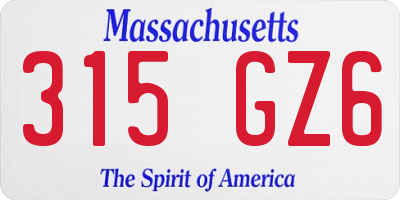 MA license plate 315GZ6