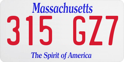 MA license plate 315GZ7