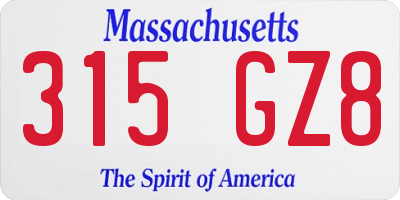 MA license plate 315GZ8