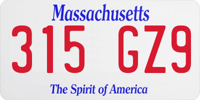 MA license plate 315GZ9