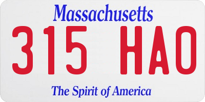 MA license plate 315HA0
