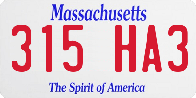 MA license plate 315HA3