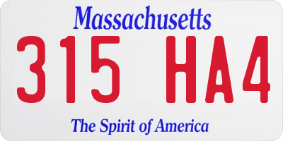 MA license plate 315HA4