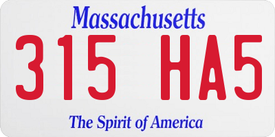 MA license plate 315HA5