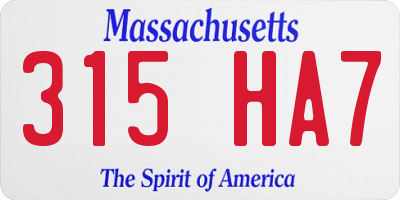 MA license plate 315HA7
