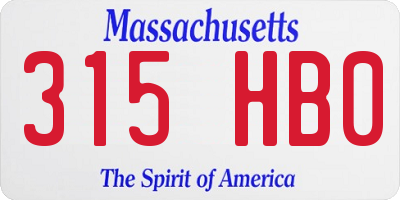 MA license plate 315HB0