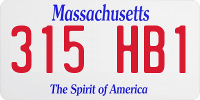 MA license plate 315HB1