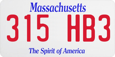 MA license plate 315HB3