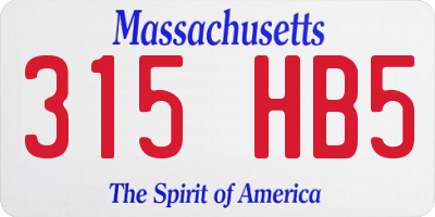 MA license plate 315HB5