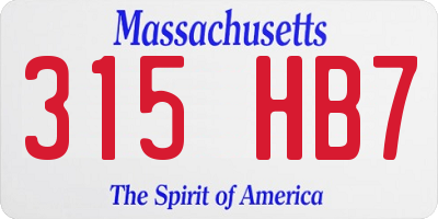 MA license plate 315HB7