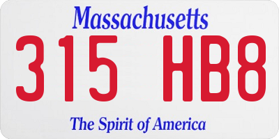 MA license plate 315HB8