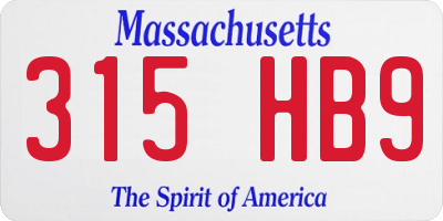 MA license plate 315HB9