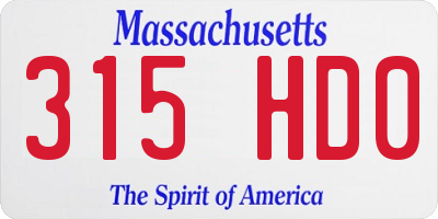 MA license plate 315HD0