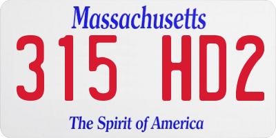 MA license plate 315HD2