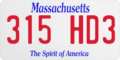 MA license plate 315HD3