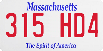 MA license plate 315HD4