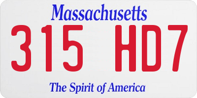 MA license plate 315HD7