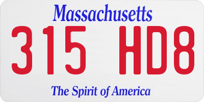 MA license plate 315HD8