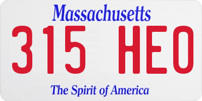 MA license plate 315HE0