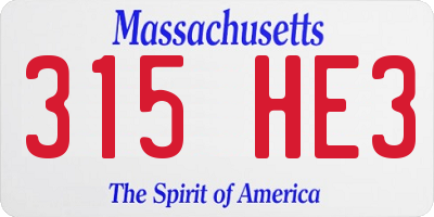 MA license plate 315HE3