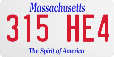 MA license plate 315HE4