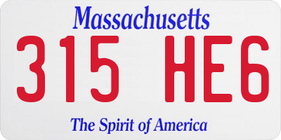 MA license plate 315HE6